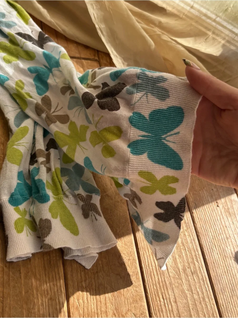 Lands End Y2K Knit Butterfly Scarf